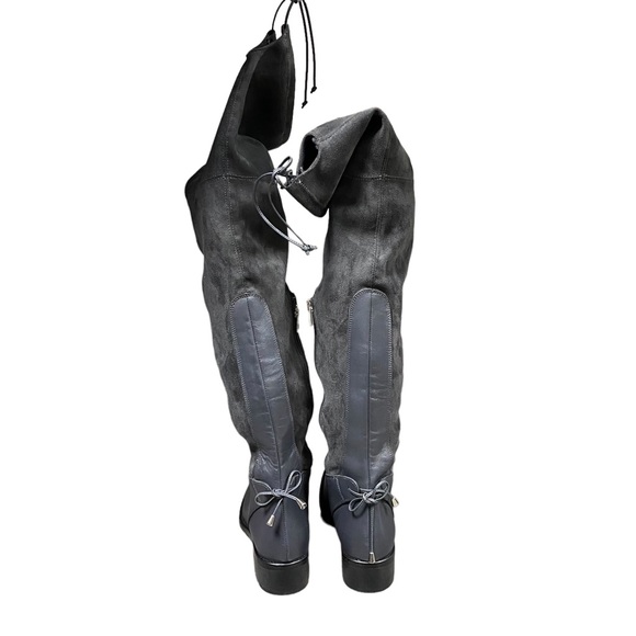 RUDSAK - Navy Blue leather & micro suede knee high riding boots with zip closure - Picture 9 of 16